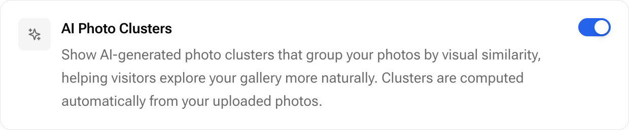 AI Photo Clusters admin toggle